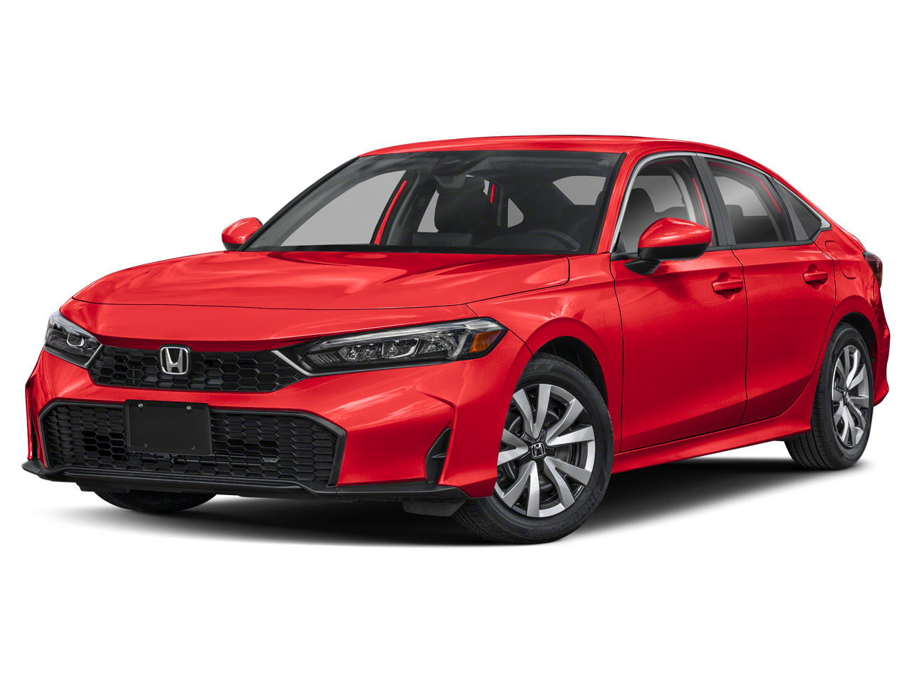 2026 Honda Civic LX in Rallye Red — front three-quarter view