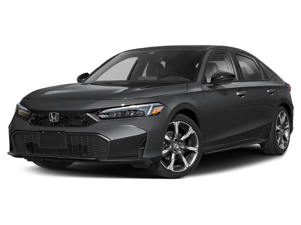 2026 Honda Civic Hybrid Sport Touring in Crystal Black Pearl — front three-quarter view