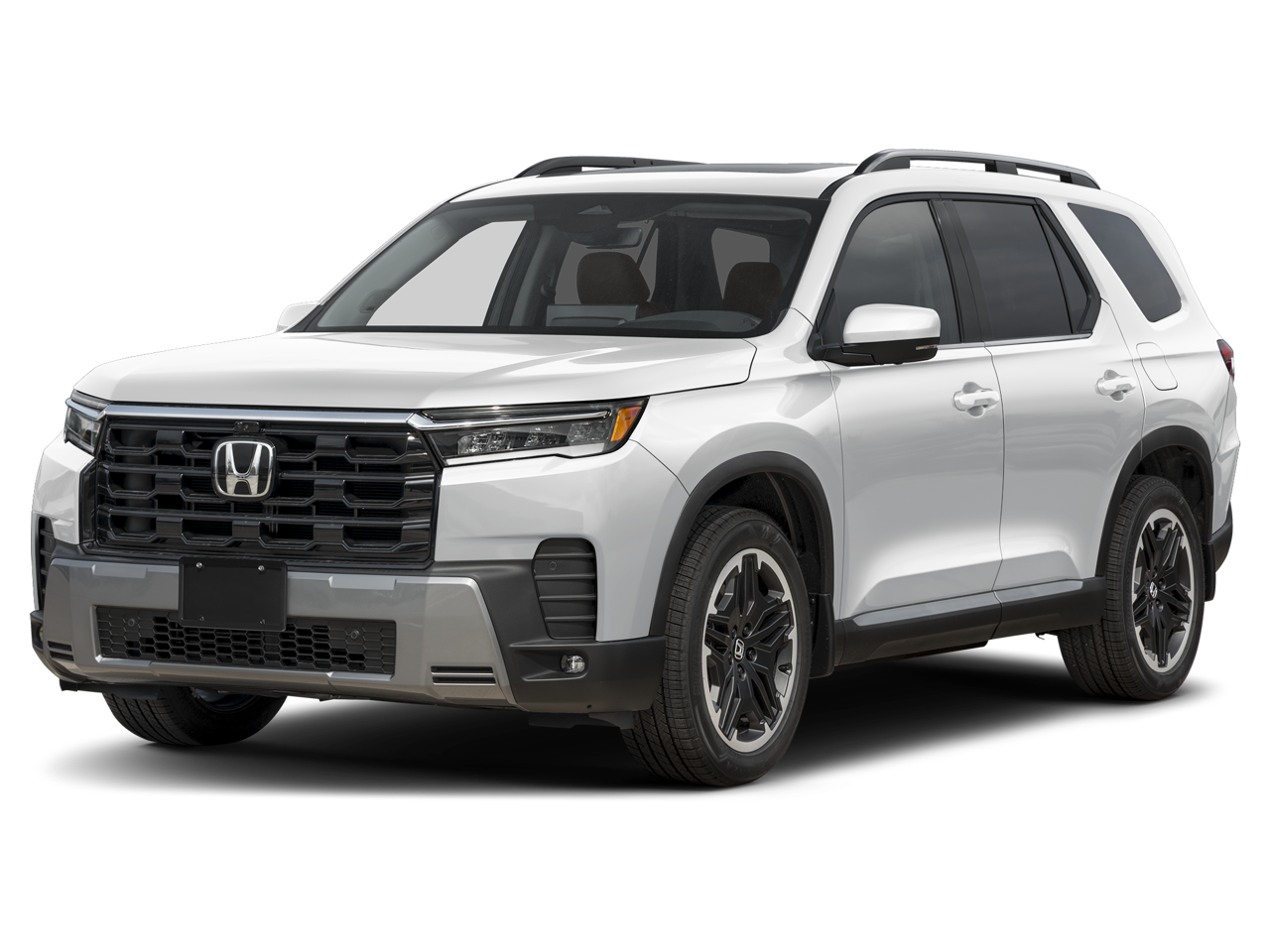 2026 Honda Pilot Touring Blackout in Platinum White Pearl — front three-quarter view