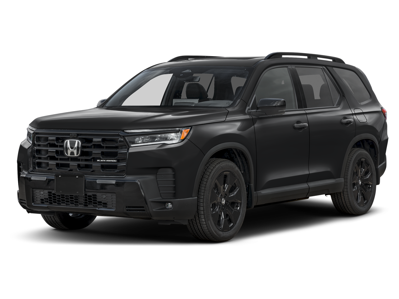 2026 Honda Pilot Black Edition in Crystal Black Pearl — front three-quarter view