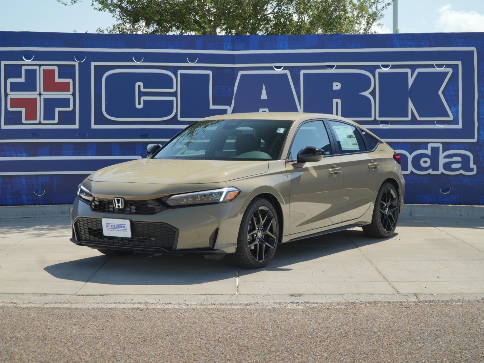 2026 Honda Civic Sport in Sand Dune Pearl — front three-quarter view