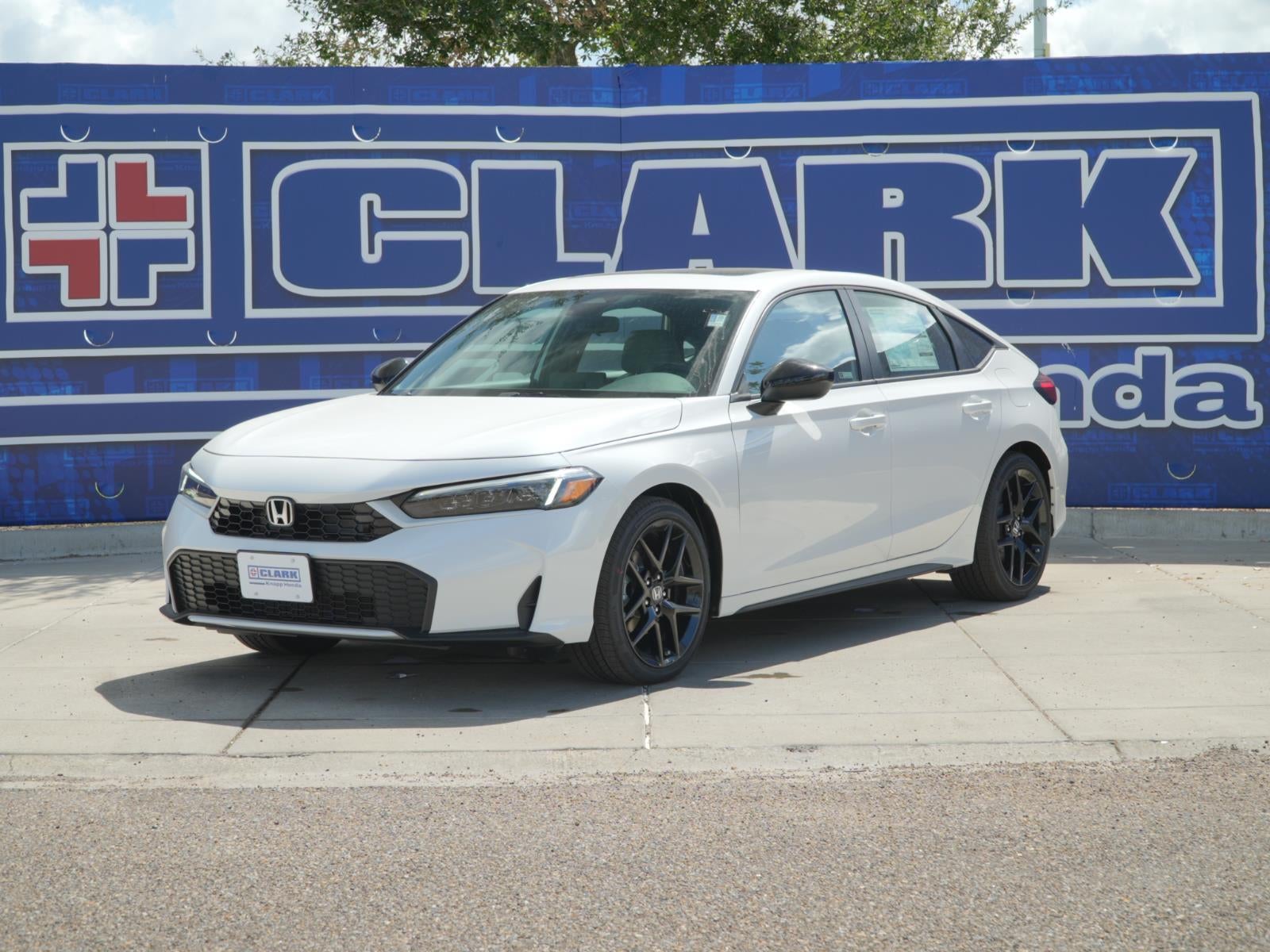 2026 Honda Civic Hybrid Sport in Platinum White Pearl — front three-quarter view