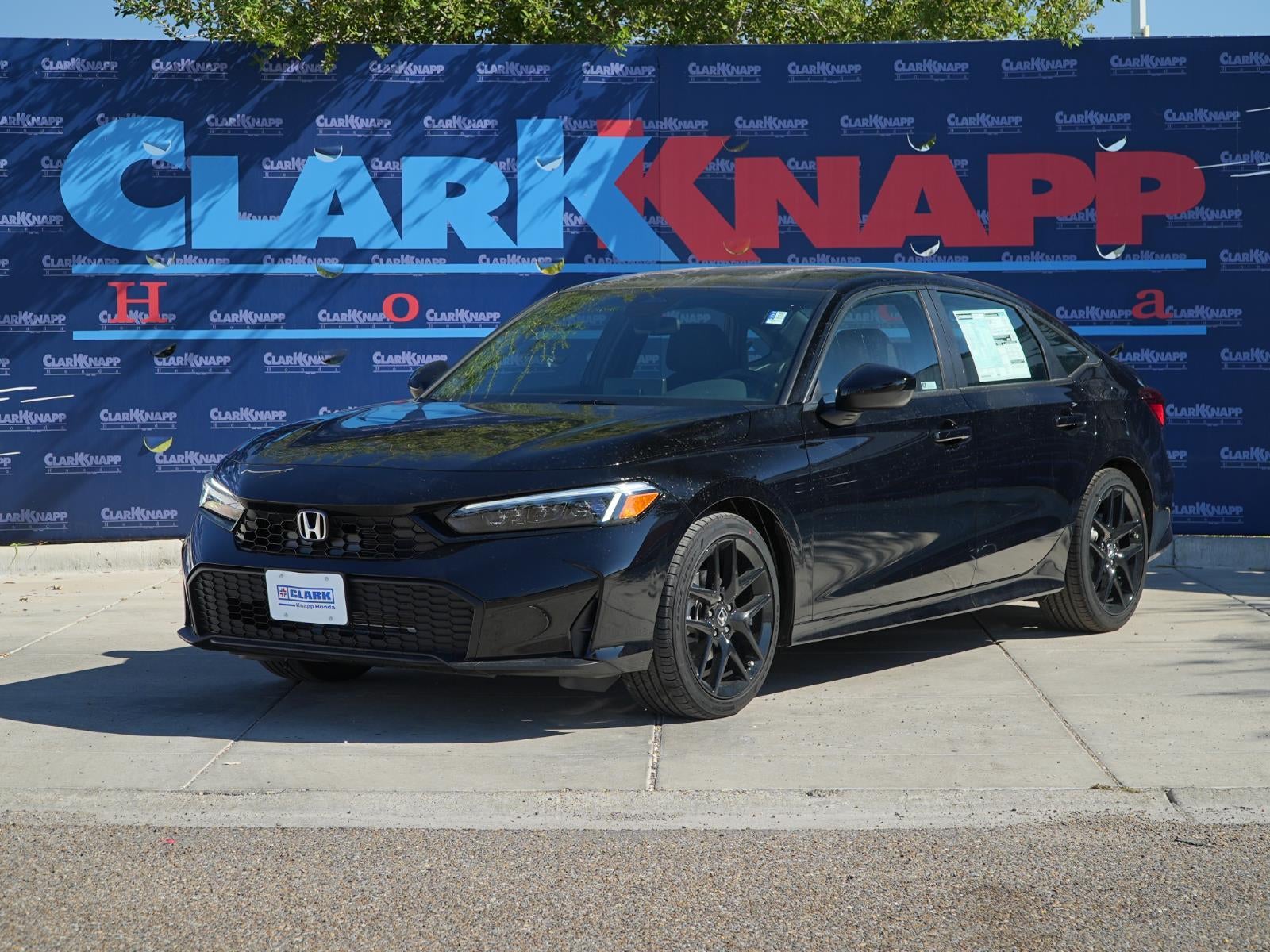 2026 Honda Civic Sport in Crystal Black Pearl — front three-quarter view